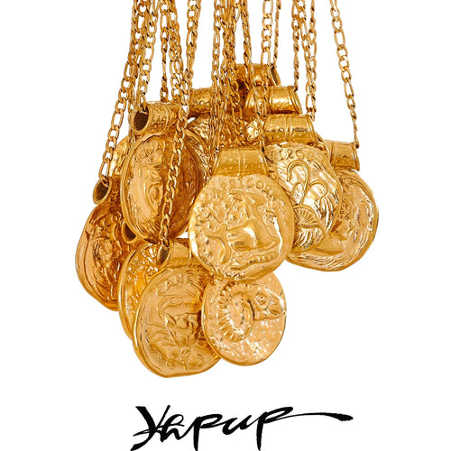 Exclusive Waterproof 12 Constellation Pendant Necklace Stainless Steel Hammered Vintage Golden 18K Plated Fashion Jewelry